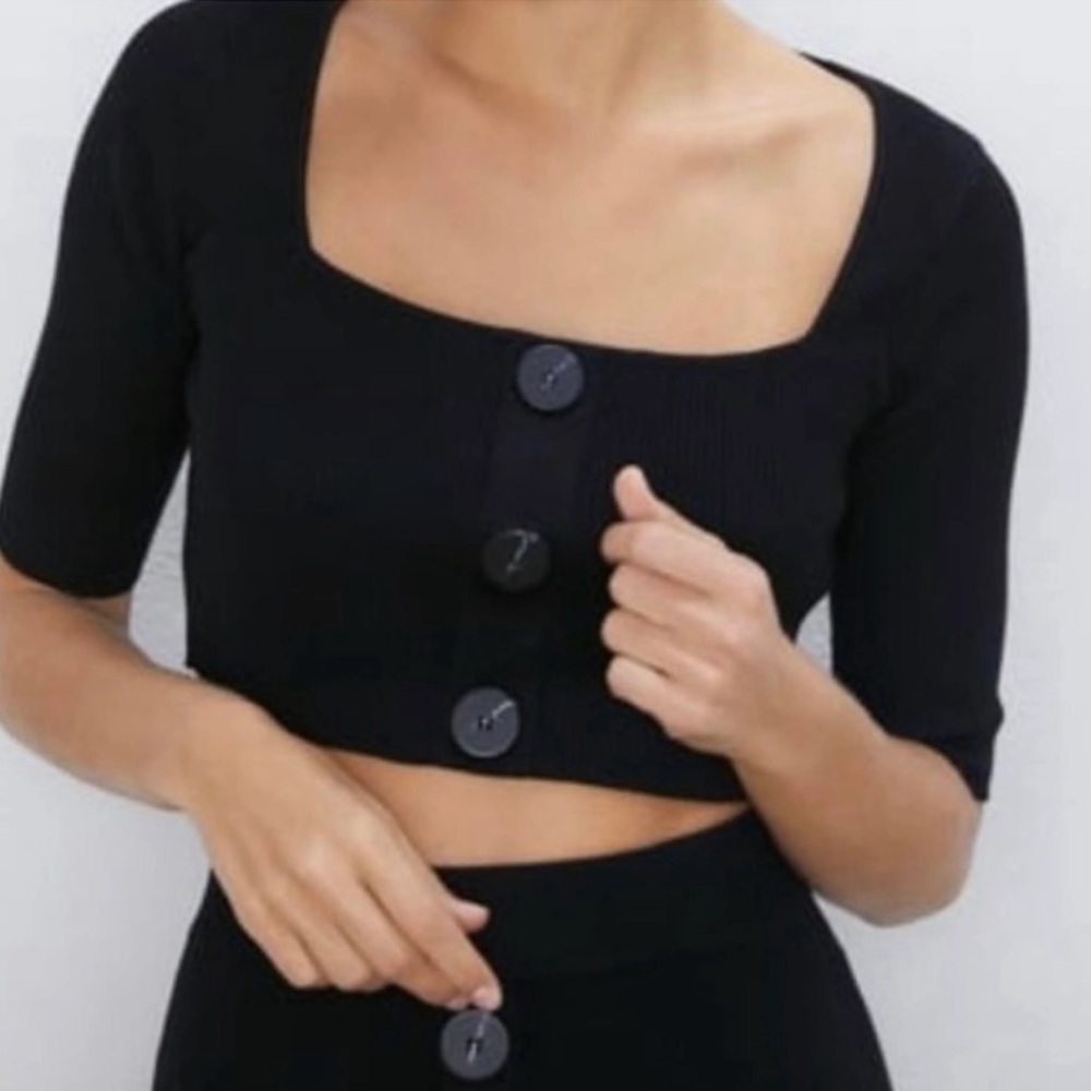 Zara knit crop top black sz S